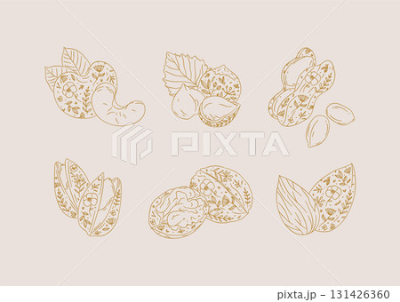 Nuts floral graphic style beige 131426360