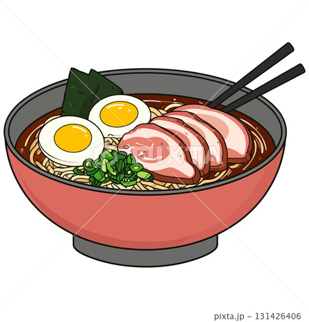 湯気立つ和風の味噌醤油豚骨ラーメンに豚肉と卵が輝き調和の喜び  湯気立つ和風の味噌醤油豚骨ラーメンに豚肉と卵が輝き調和の喜び  131426406