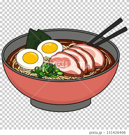 湯気立つ和風の味噌醤油豚骨ラーメンに豚肉と卵が輝き調和の喜び  湯気立つ和風の味噌醤油豚骨ラーメンに豚肉と卵が輝き調和の喜び  131426406