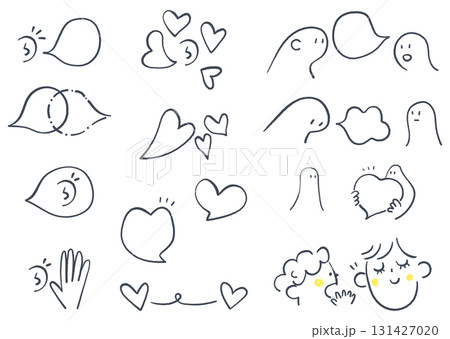 傾聴と心をテーマにした会話とハートのシンプルアイコンセット 傾聴と心をテーマにした会話とハートのシンプルアイコンセット 131427020