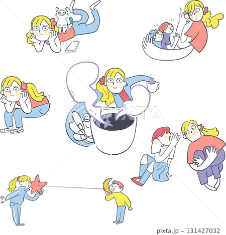 いつでも待ってれるよ 自然体で傾聴する相談 相談員と子供のセットイラスト いつでも待ってれるよ 自然体で傾聴する相談 相談員と子供のセットイラスト 131427032