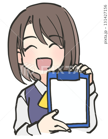 白紙のボードを持つ女性 131427156
