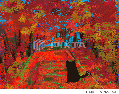 満開の紅葉と猫 満開の紅葉と猫 131427158