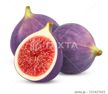 Ripe fig and cut in a half of fig isolated. Figs fruit with clipping path. Ripe fig and cut in a half of fig isolated. Figs fruit with clipping path. 131427425
