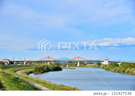 《愛知県》夏の御嶽山と名古屋高速赤トンボ橋 131427536