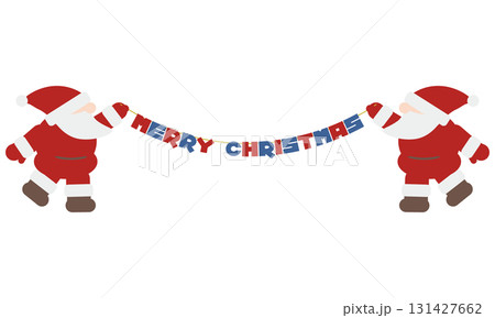 MERRY CHRISTMASの旗を持っているかわいい横顔のサンタクロースのイラスト素材 MERRY CHRISTMASの旗を持っているかわいい横顔のサンタクロースのイラスト素材 131427662