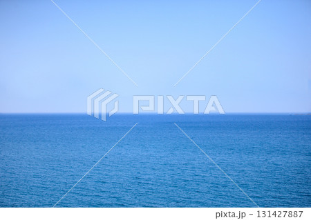 Blue sea and sky. Landscape background water and clouds. 131427887