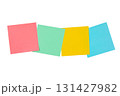 Four sheets of colored paper on a white background. Template for writing years. 131427982