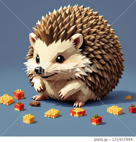 かわいいドット絵　ヤマアラシさん ラインスタンプ風   131427994