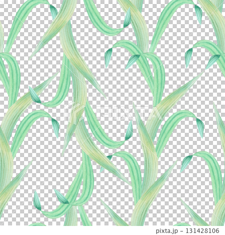 Seamless pattern of irises vertical leaves. Watercolor handmade illustration. For packaging design, cards, cover, prints, product labels and fabric. Seamless pattern of irises vertical leaves. Watercolor handmade illustration. For packaging design, cards, cover, prints, product labels and fabric. 131428106