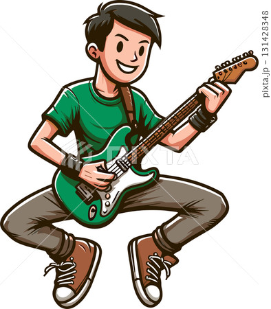 ギターを演奏する男性のイラスト 131428348