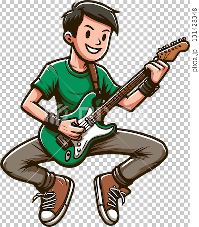 ギターを演奏する男性のイラスト 131428348