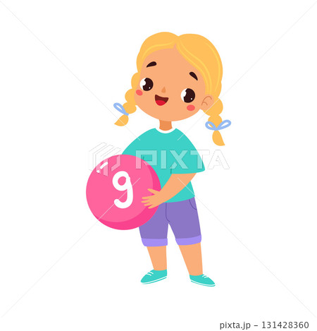 Girl Character Hold Nine Number Learn Counting Vector Illustration Girl Character Hold Nine Number Learn Counting Vector Illustration 131428360