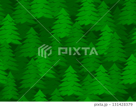 Seamless pattern with green fir forest. Vector illustration with trees endless spruce background. Chrisrmas wrapping paper, wallpaper or web page fill 131428379