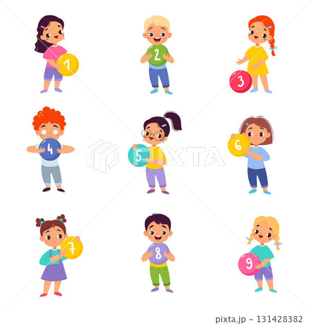 Numbers with Kid Character Learn Counting Vector Set Numbers with Kid Character Learn Counting Vector Set 131428382