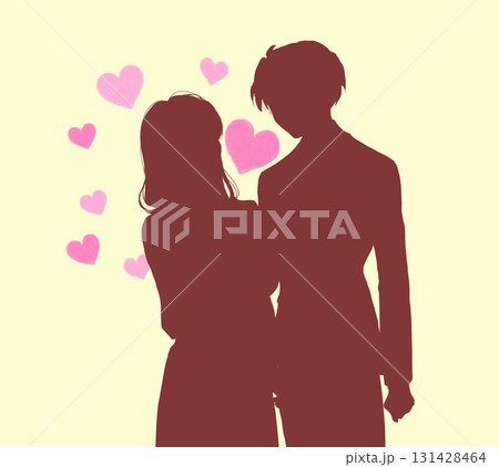 男性に好意を抱く女性の影絵 131428464