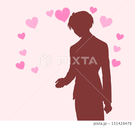 好意を抱く男性　ハートマーク　空白　シルエット 131428478