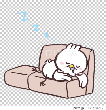 一隻白鳥睡在沙發上的插圖 131428717