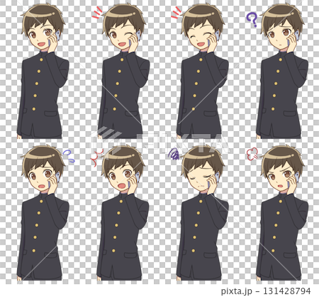 スマホで話す学ランの男の子セット スマホで話す学ランの男の子セット 131428794