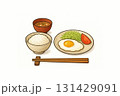 目玉焼きの和風朝食のイラスト 目玉焼きの和風朝食のイラスト 131429091