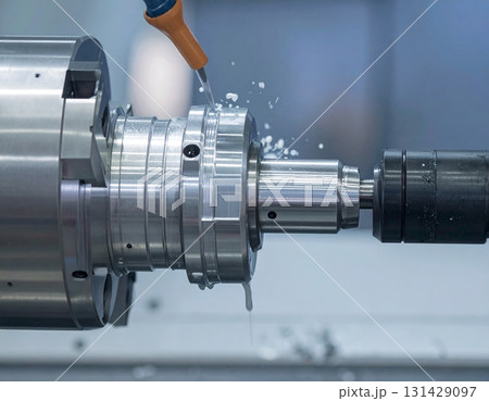 CNC milling machine processing on steel with cooling 131429097