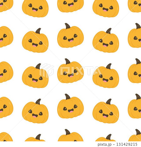 halloween seamless pattern with cute pumpkin 131429215
