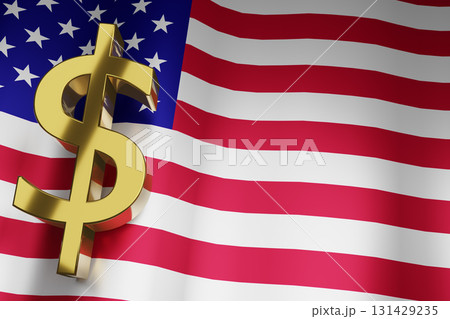 USD US Dollar Currency Sign with USA National Flag background for Business Financial, 3D Rendering with copy space. USD US Dollar Currency Sign with USA National Flag background for Business Financial, 3D Rendering with copy space. 131429235