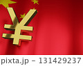 CNY Chinese Yuan Currency Sign on China Flag for Business Financial Background, 3D Rendering. 131429237