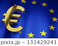 EUR Euro Currency Sign with European Union National Flag background for Business Financial, 3D Rendering with copy space. 131429241