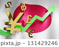 JYP Japanese Yen Currency with Japan National Flag Money Exchange Rate Grow Rising Up Business Financial concept, 3D Rendering. 131429246