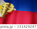 PHP Peso Currency Sign of Philippine Money Exchange on Philippine National Flag for Business Financial background, 3D Rendering. 131429247