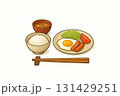 目玉焼きとウインナーの定食のイラスト 目玉焼きとウインナーの定食のイラスト 131429251