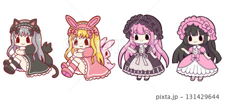 ロリィタファッションの女の子セット ロリィタファッションの女の子セット 131429644