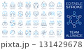Team alliance outline icons bundle, cooperation concept. Partnership, agreement, support, management, and contract signs. 131429678