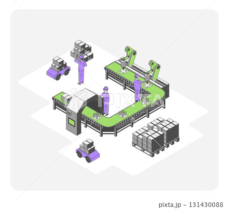 Cartoon Color Engineer Controlling Factory Conveyor Concept 3d Isometric View Line Elements. Vector illustration of Industrial Automation Process Cartoon Color Engineer Controlling Factory Conveyor Concept 3d Isometric View Line Elements. Vector illustration of Industrial Automation Process 131430088