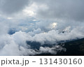 breathtaking landscape featuring clouds rolling over green mountains, with a dramatic sky that evokes tranquility and peace, beauty in nature 131430160