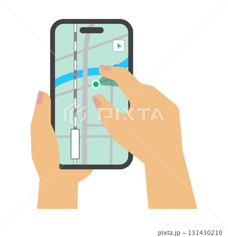 フラットイラスト:スマホ画面とピンチする手(マップ) フラットイラスト:スマホ画面とピンチする手(マップ) 131430210