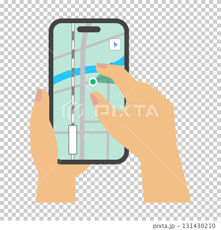 フラットイラスト:スマホ画面とピンチする手(マップ) フラットイラスト:スマホ画面とピンチする手(マップ) 131430210