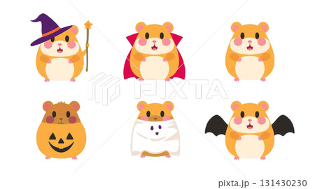ハロウィン仮装ハムスターイラストセット(魔女・吸血鬼・かぼちゃ・おばけ・コウモリ) ハロウィン仮装ハムスターイラストセット(魔女・吸血鬼・かぼちゃ・おばけ・コウモリ) 131430230