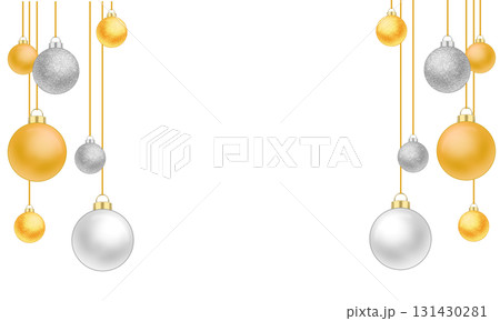 金色と銀色のクリスマスボールのイラスト・テキストスペースあり 金色と銀色のクリスマスボールのイラスト・テキストスペースあり 131430281