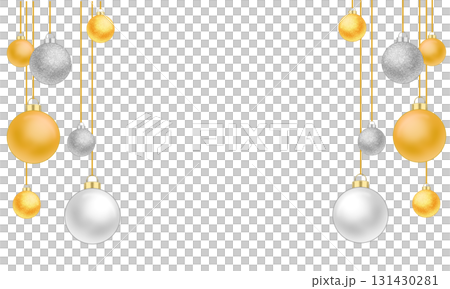 金色と銀色のクリスマスボールのイラスト・テキストスペースあり 金色と銀色のクリスマスボールのイラスト・テキストスペースあり 131430281