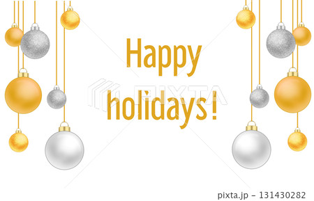金色と銀色のクリスマスボールのイラスト・テキストスペースあり 金色と銀色のクリスマスボールのイラスト・テキストスペースあり 131430282