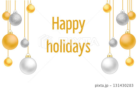 金色と銀色のクリスマスボールのイラスト・テキストスペースあり 131430283