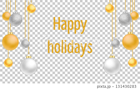 帶有文字空間的金色和銀色聖誕球插圖 131430283