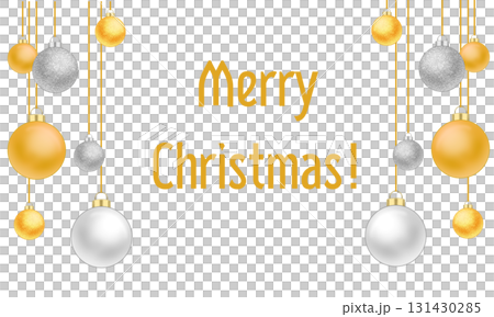 Illustration of gold and silver Christmas balls with text space Illustration of gold and silver Christmas balls with text space 131430285