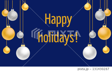 金色と銀色のクリスマスボールのイラスト・テキストスペースあり 金色と銀色のクリスマスボールのイラスト・テキストスペースあり 131430287