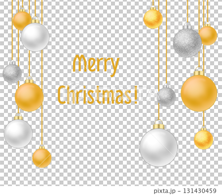 Illustration of gold and silver Christmas balls with text space Illustration of gold and silver Christmas balls with text space 131430459