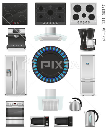 kitchen domestic appliances eguipment cartoon stock vector illustration 131430577
