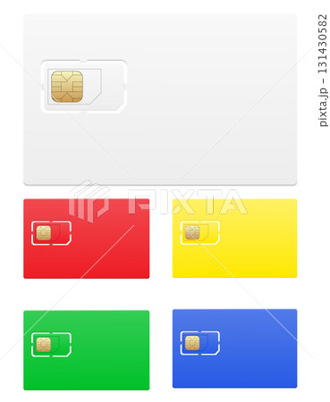 plastic sim card colour cartoon stock vector illustration 131430582