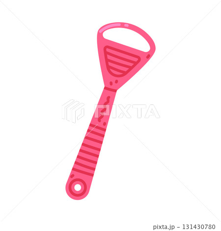 Pink Tongue Cleaner as Oral Hygiene and Dental Object and Element Vector Illustration 131430780
